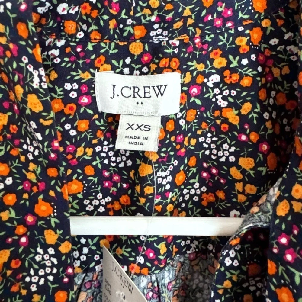 J CREW FLORAL PRINT COTTON SHIRT SIZE XXS NWT